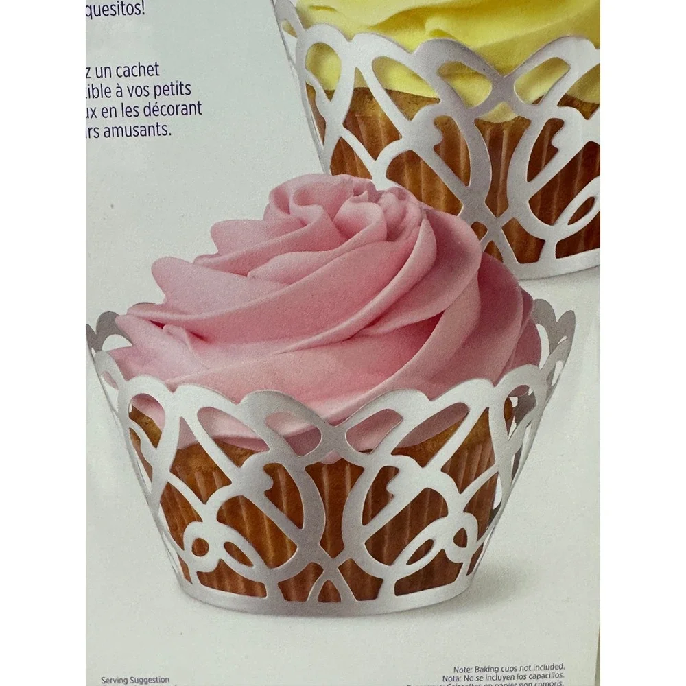 Wilton Cupcake Wraps Pearl White Scroll Laser Cut 2 Packs Paper 36 Count